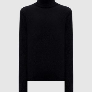 Black merino wool turtleneck with lurex Allude
