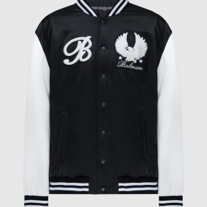 Black wool bomber jacket with logo embroidery Balmain