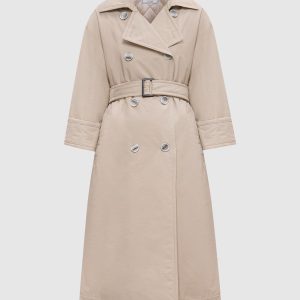 Beige double-breasted cloak with monil chain Peserico