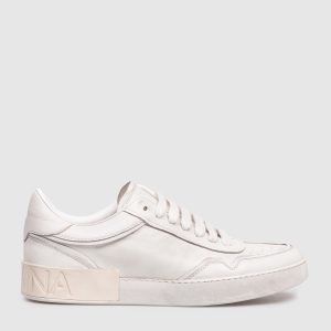 Grey leather sneakers with a vintage effect Dolce&Gabbana