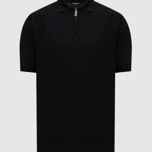 Black polo with pattern Stefano Ricci