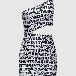 White mini dress with logo print Vetements