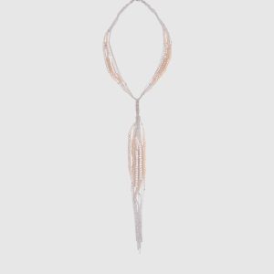 Beige necklace with monil chain and beads Peserico