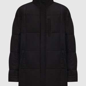 Black silk down jacket with logo Enrico Mandelli