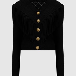 Black cardigan with fringe Balmain