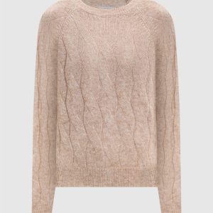 Beige alpaca wool jumper with a pattern Peserico
