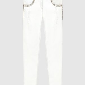 White jeans with crystals Roberto Cavalli