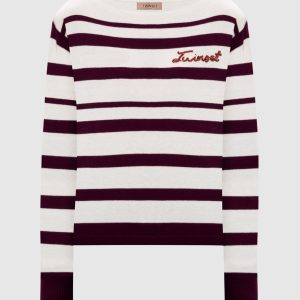 White striped jumper with logo Twinset