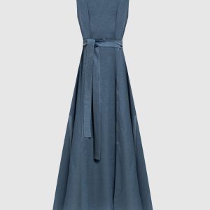 Blue QUILE dress with sash Max Mara