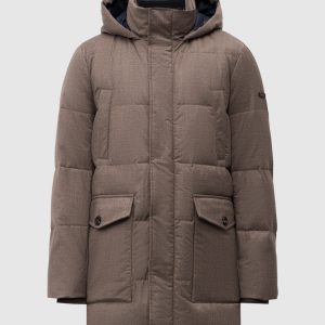 Brown quilted wool down jacket with logo Peserico