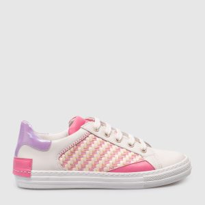 Children's white leather sneakers with weaving Zecchino D'oro