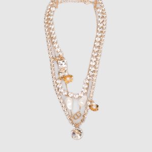 Gold-tone layered necklace with crystals Twinset