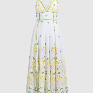 White Midi Jodie Dress With Embroidery Charo Ruiz