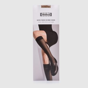 Brown knee high boots Satin 20 den Light sheen Wolford