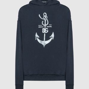 Blue hoodie with Marina print Dolce&Gabbana