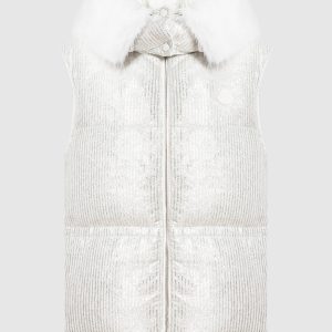 Silver down vest with logo Moncler