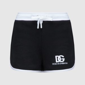 Black shorts with contrasting logo embroidery Dolce&Gabbana