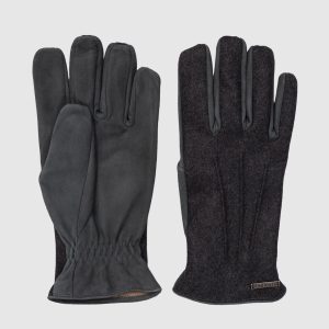 Gray combination gloves with wool Peserico