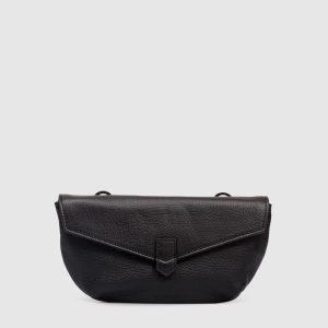 Black leather bag with embossed logo Canali