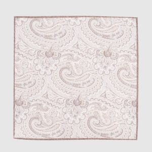 Beige silk scarf with a paisley pattern Brunello Cucinelli