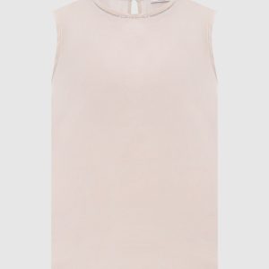 Beige silk top with monil chain Peserico