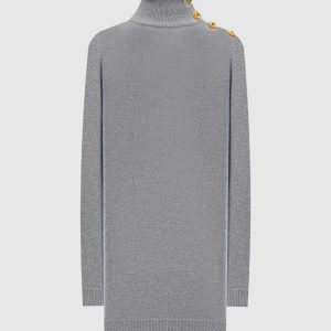 Gray cashmere and wool dress Balmain