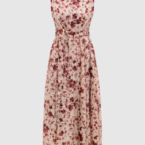 ALIBI beige dress with floral print frame Max Mara