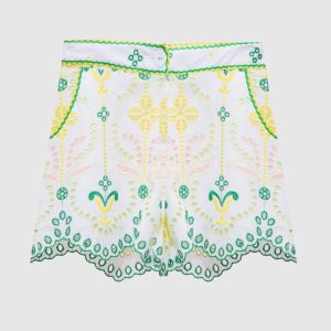 White linen Mason shorts with broderie embroidery Charo Ruiz