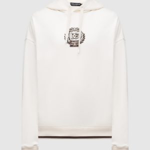 White hoodie with logo embroidery Dolce&Gabbana