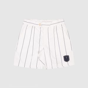 Children's white shorts in a stripe with a logo Brunello Cucinelli