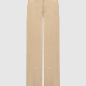 Beige linen pants with slits Twinset