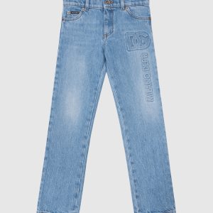 Children's blue jeans with textured logo Dolce&Gabbana