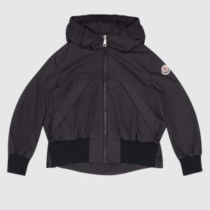 Children's black jacket with logo patch Moncler ENFANT