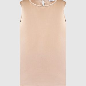 Brown silk top with monil chain Peserico