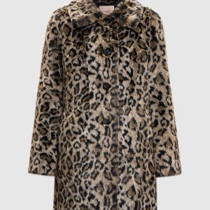 Brown coat with animal print Twinset