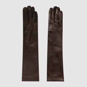 Brown leather long gloves Babe Pay Pls