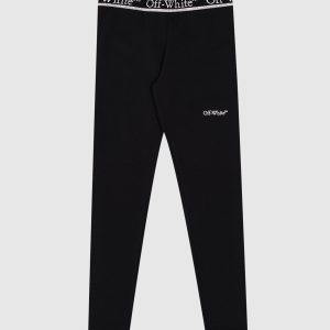 Children's black leggings with a logo pattern Off-White