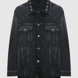 Gray denim jacket with eyelets Off-White