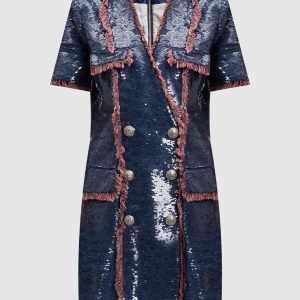 Blue dress with sequins Balmain