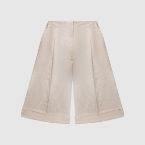 Beige linen shorts with monil chain Peserico
