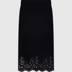 Black midi skirt with lace Twinset