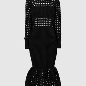 Black openwork midi dress Alexander McQueen