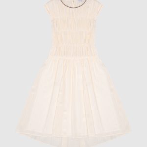 Children's yellow dress with a monil chain made of ekolatuny Brunello Cucinelli