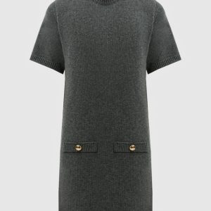 Gray wool mini dress with VLogo Signature logo Valentino