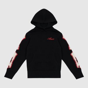 Bones Black Logo Embroidered Hoodie For Kids AMIRI