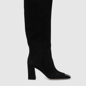 Alicia suede boots with patent insert Sergio Rossi