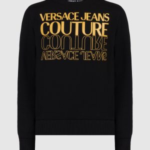 Black sweatshirt with Upside Down logo print Versace Jeans Couture