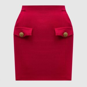 Pink wool mini skirt Balmain
