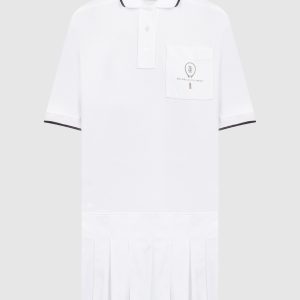 White Pleated Logo Dress Brunello Cucinelli