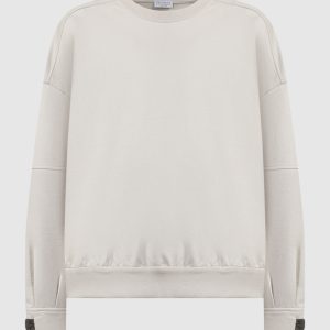 Beige sweatshirt with monil chain Brunello Cucinelli
